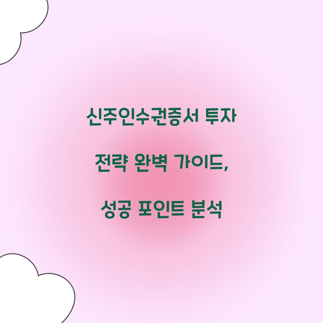 신주인수권증서 투자 전략