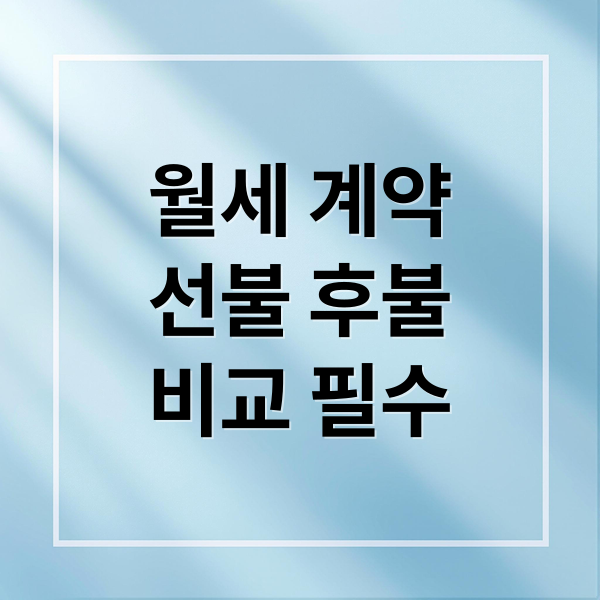 월세 선불 vs 후불: 계약 전 필수 비교와 나에게 맞는 선택