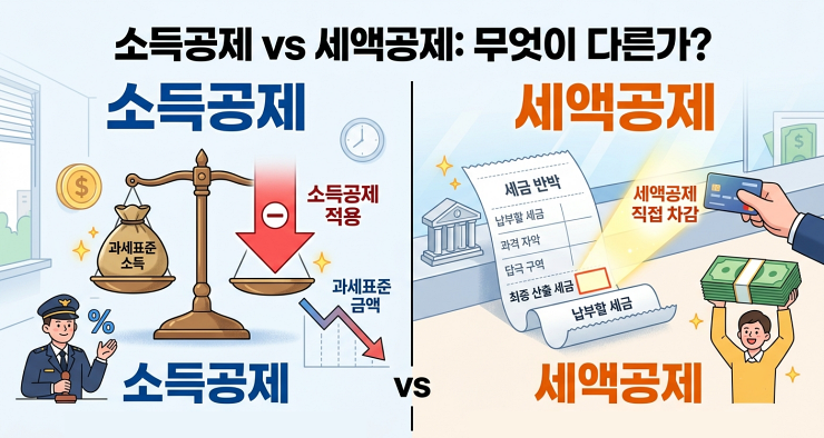 소득공제 vs 세액공제 인포그래픽