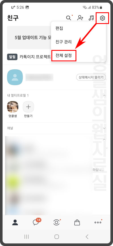 카카오톡 전체 설정