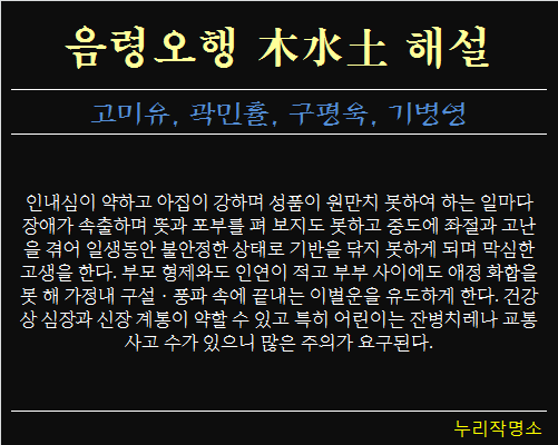 음령오행-목수토-해설