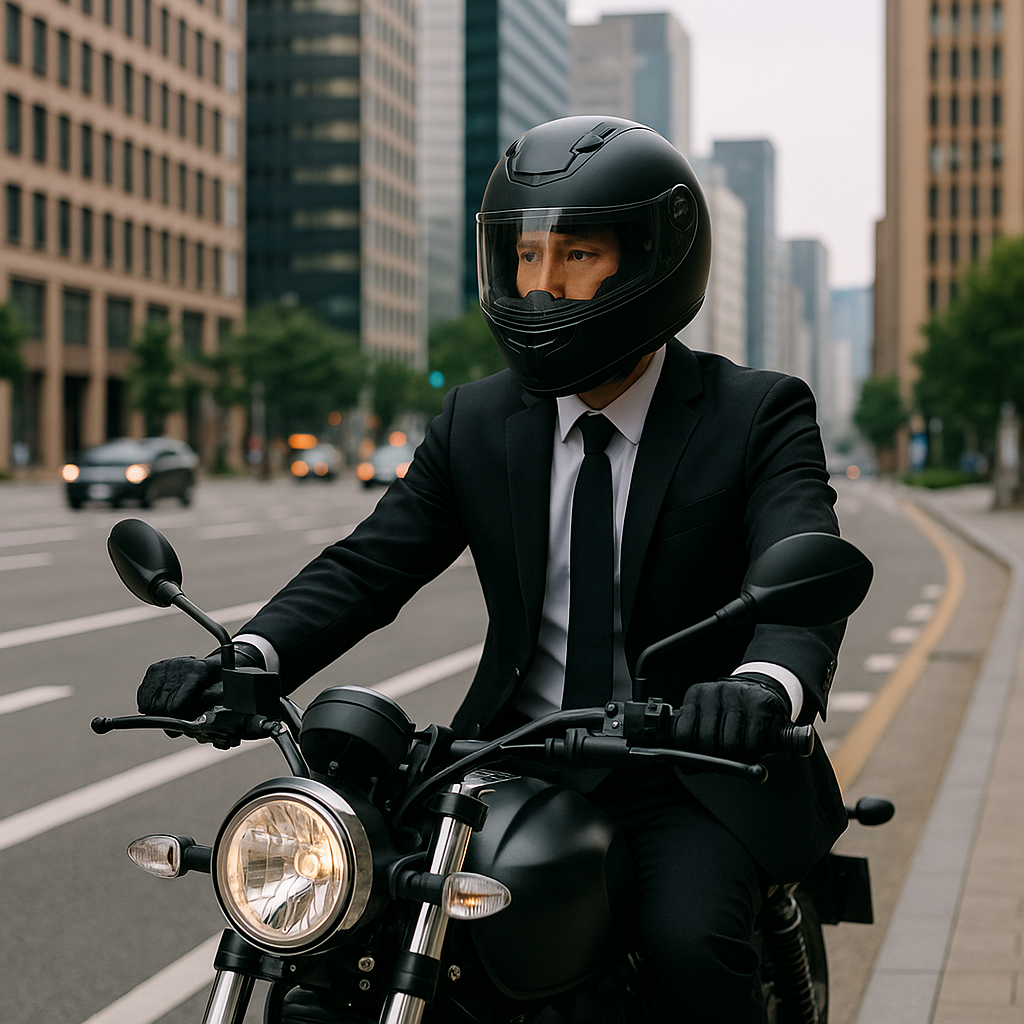 오토바이로 출근 중인 라이더