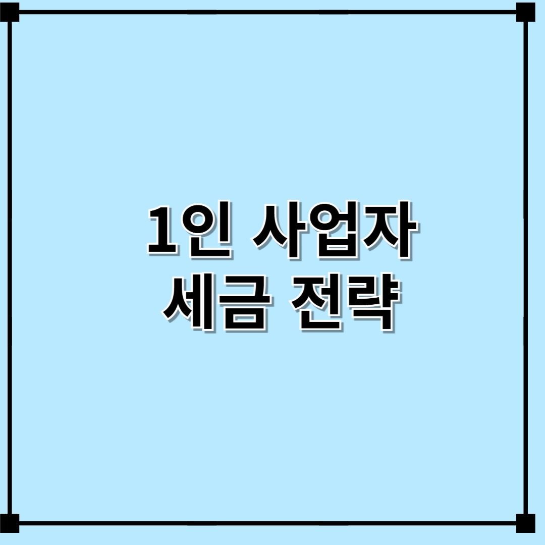 1인사업자 세금 전략
