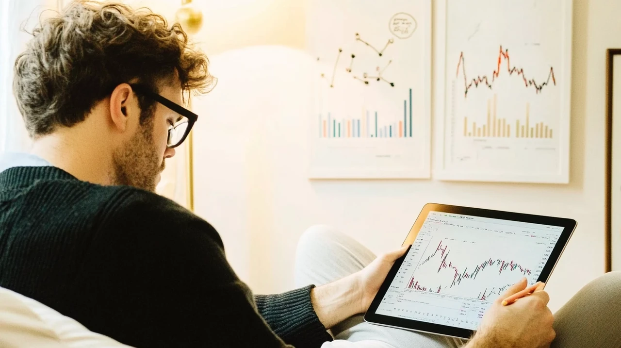 비농업 고용지표 nfp 발표 이후 연금 etf 투자자는 태블릿으로 자신의 자산 포트폴리오를 분석하며 주식, 채권, 금 등 다양한 자산군 분산과 리밸런싱 전략을 신속하게 모색합니다.