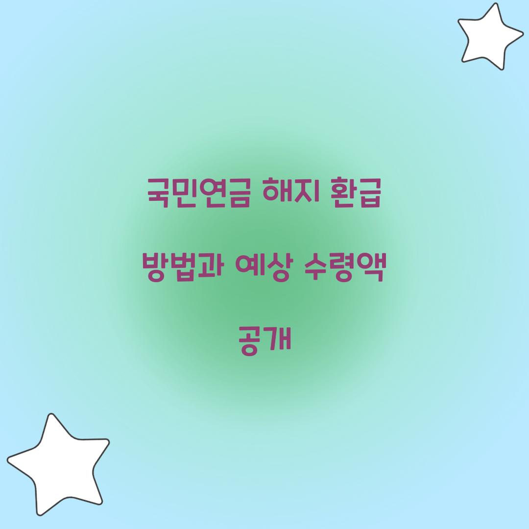 국민연금 해지 환급
