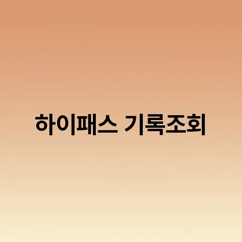 하이패스 기록조회