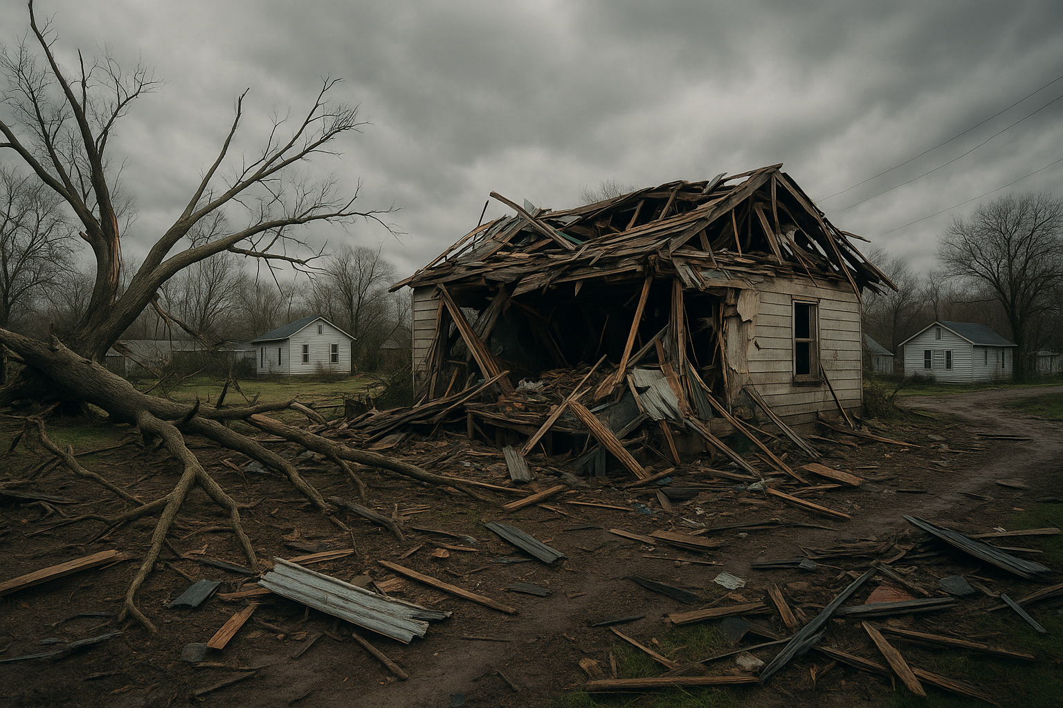 강풍 피해 후 마을의 풍경(Ai 생성이미지)