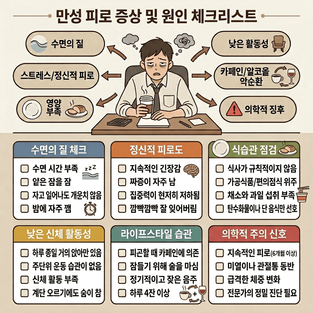 만성 피로의 원인 점검 체크리스트, “쉬어도 안 낫는 피곤함” 해부하기