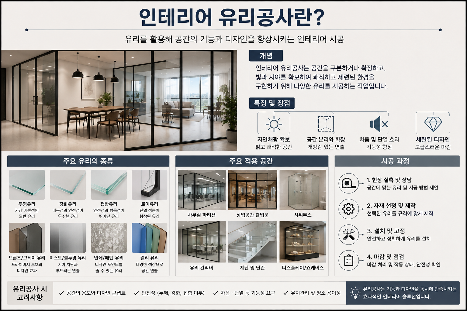 인테리어 유리공사란