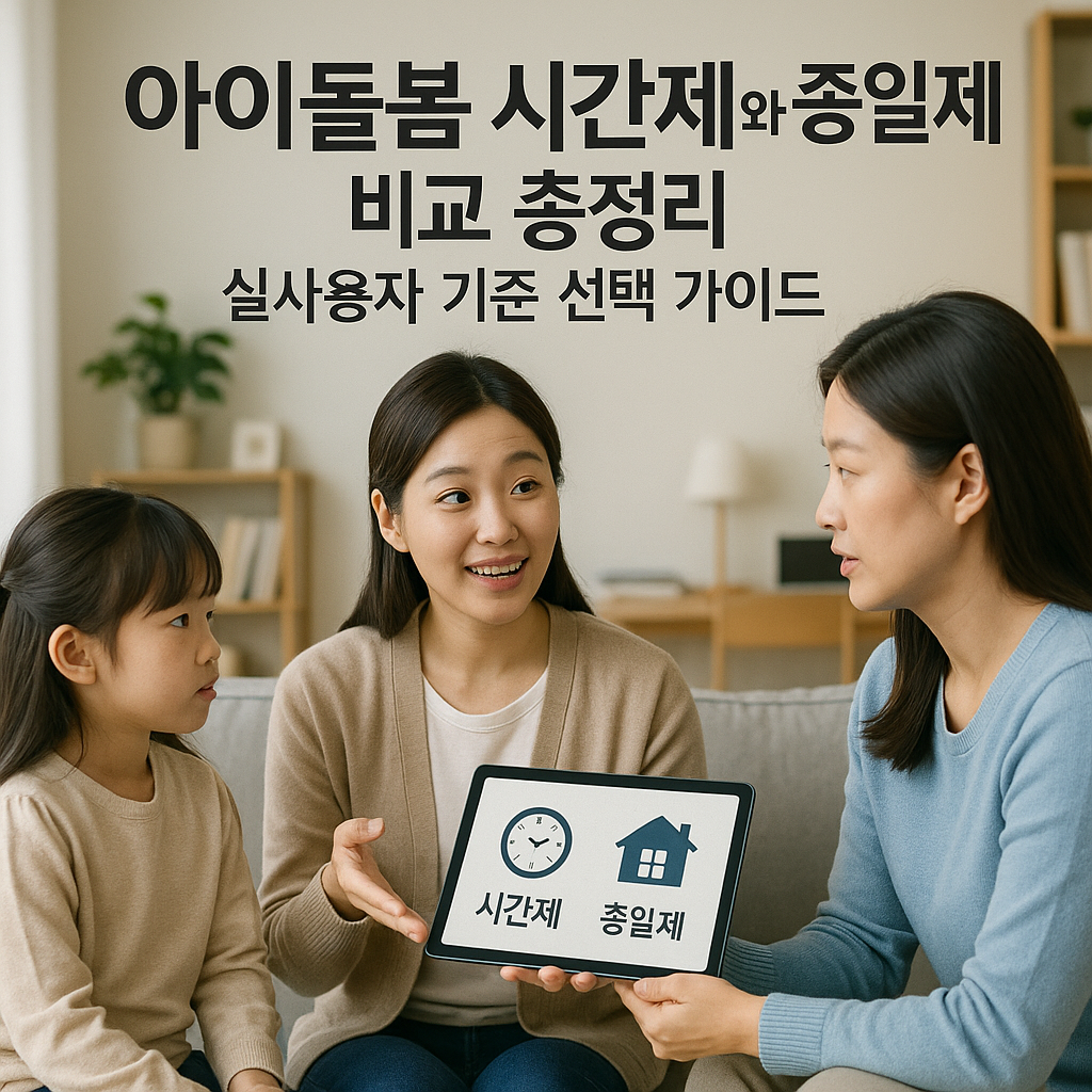 아이돌봄 시간제와 종일제 비교 총정리 실사용자 기준 선택 가이드