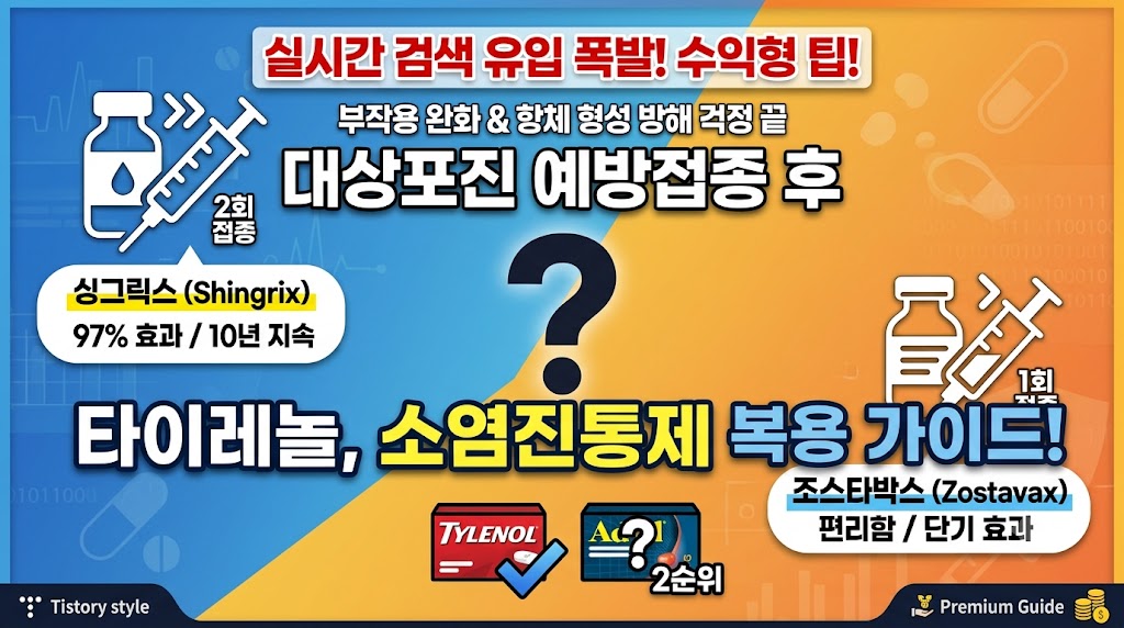 대상포진 예방접종 후 타이레놀 소염진통제 복용 가이드! 싱그릭스 몸살 오한 대처법