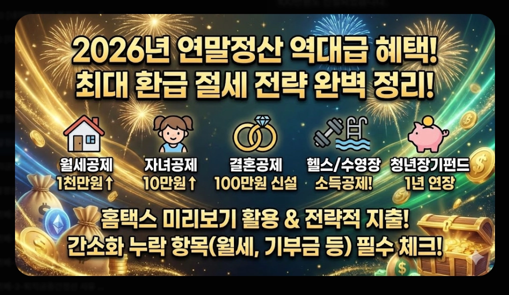2026 연말정산계산기, 최대 170만원 환급 받는 방법