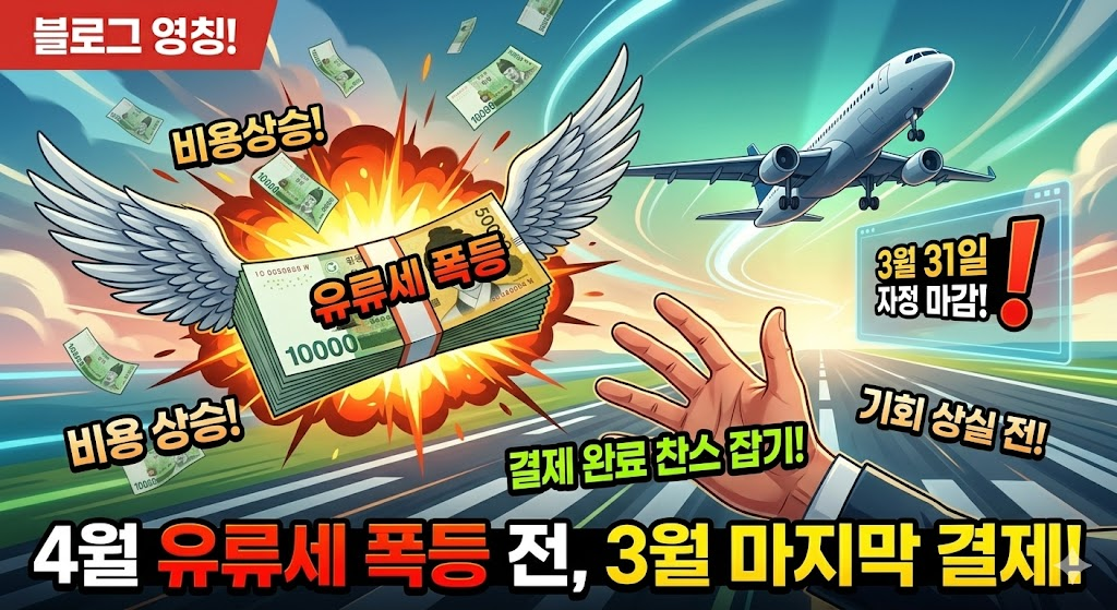 항공권 유류세 인상을 피해 저렴하게 예매하는 비법을 상징하는 돈과 비행기 그래픽