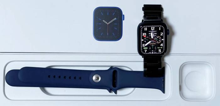 6세대 애플워치 본체와 스포츠 밴드, 스테인리스 줄 이미지