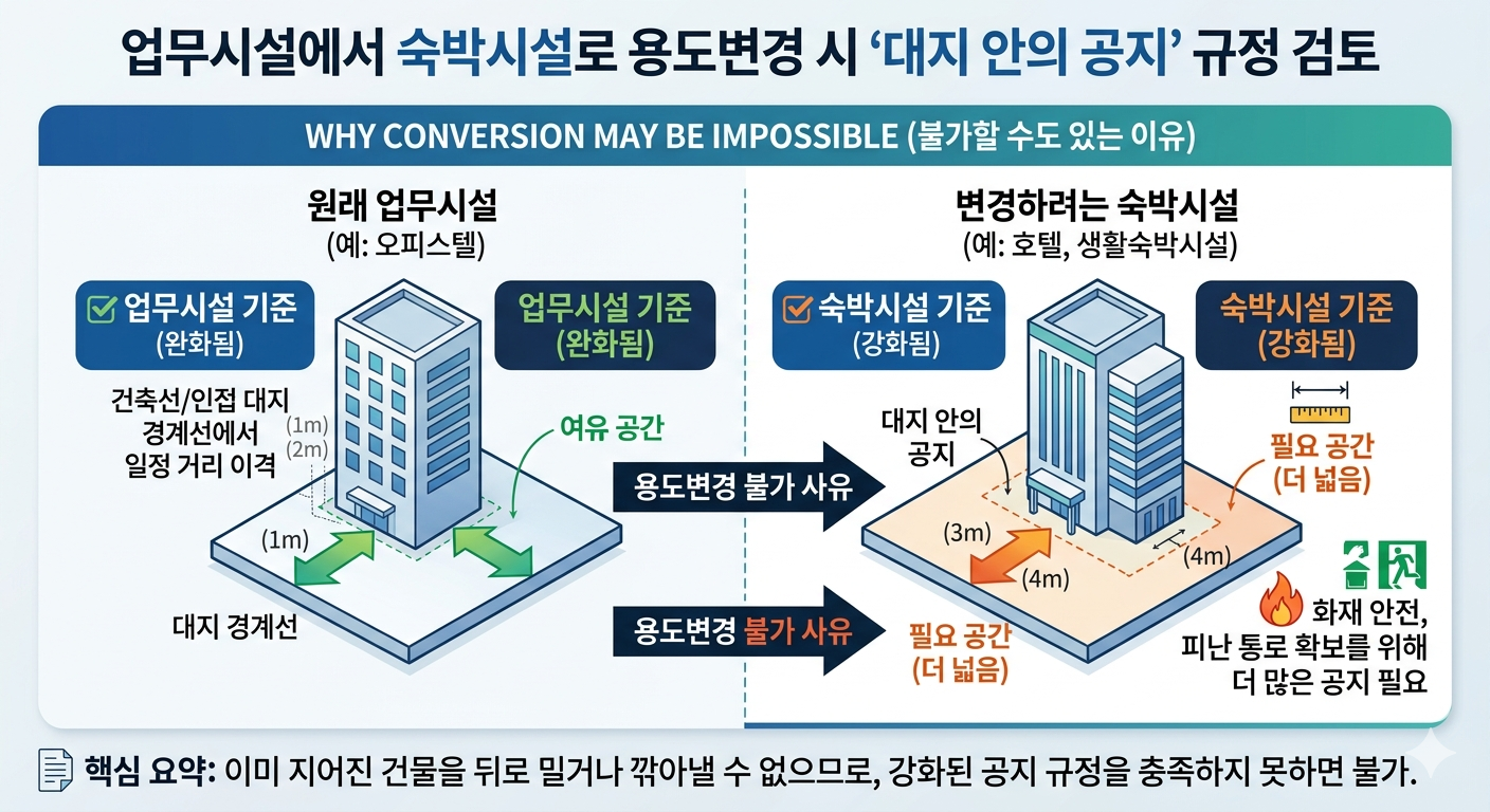 업무시설 숙박시설 용도변경 불가, 멀쩡한 건물을 깎으라고? 주범은 이것!