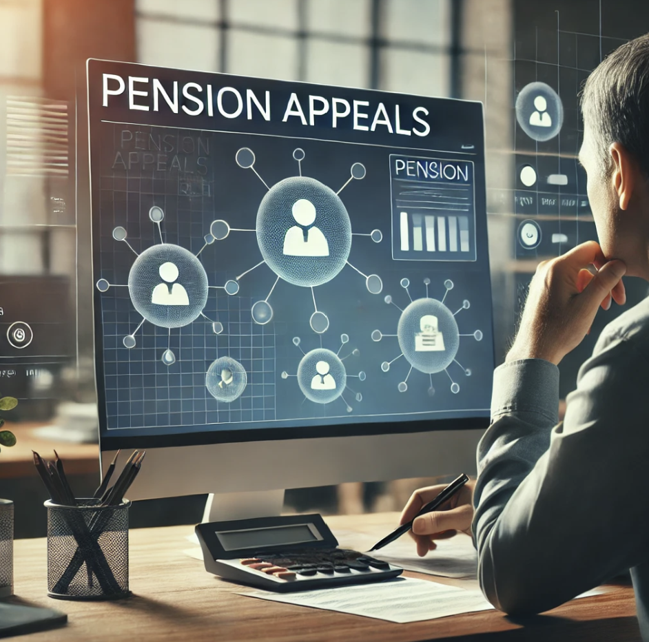 연금 신청서를 작성하는 장면.