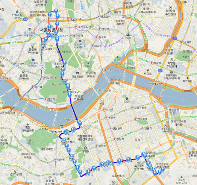 406번 버스 노선도