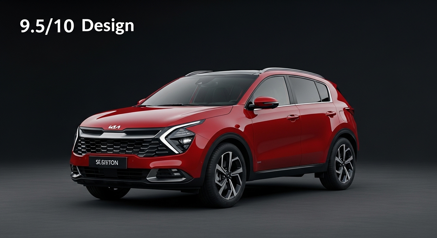 2026년형 기아 스포티지의 완벽한 외관 디자인 (전면 또는 측면 샷)