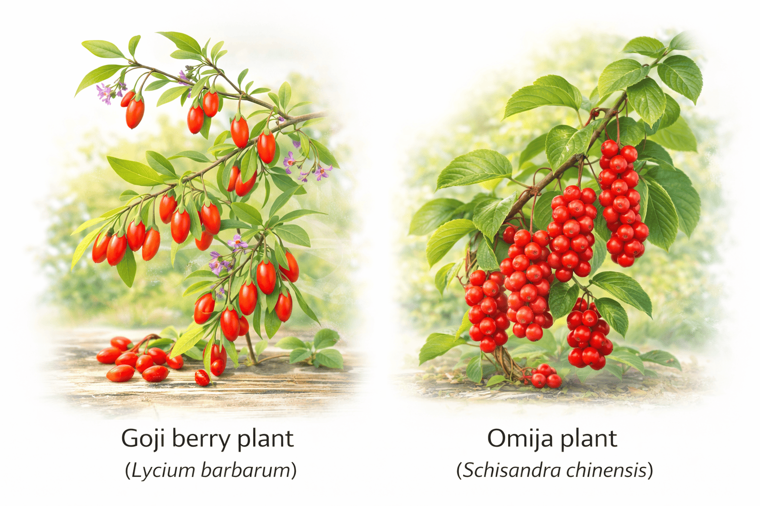 구기자와 오미자의 특징 비교