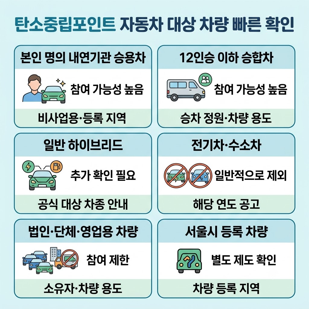 탄소중립포인트 자동차 대상 차량 확인