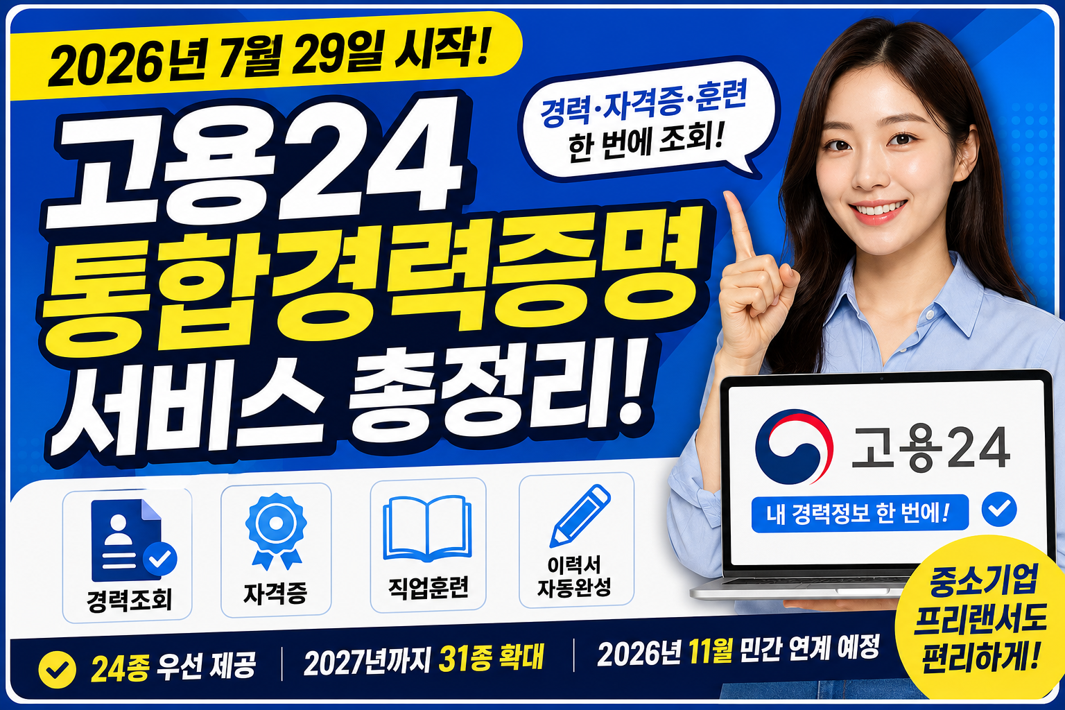 고용24, 통합경력증명, 자격증, 이력서