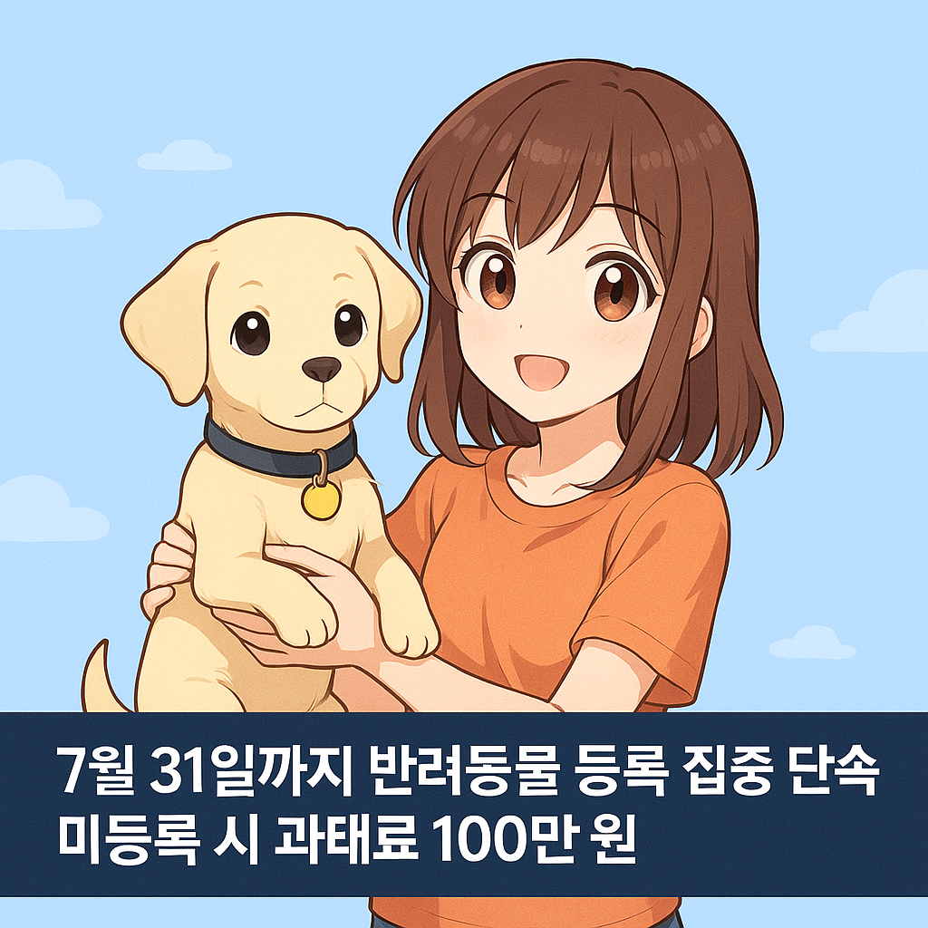 7월 31일까지 반려견 동물등록 집중 단속…미등록 시 과태료 100만 원