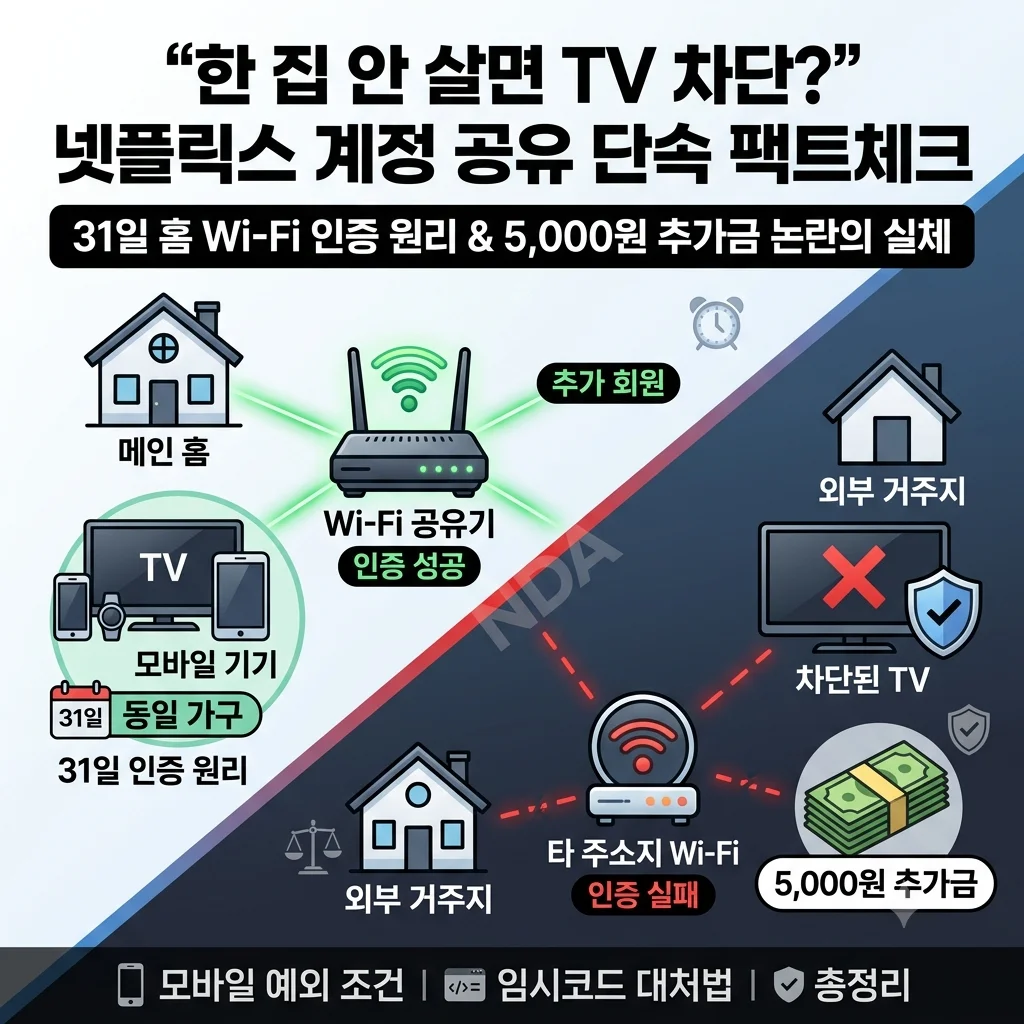 넷플릭스 계정 공유 단속 기준 및 스마트TV 31일 홈 와이파이 인증 팩트체크 총정리