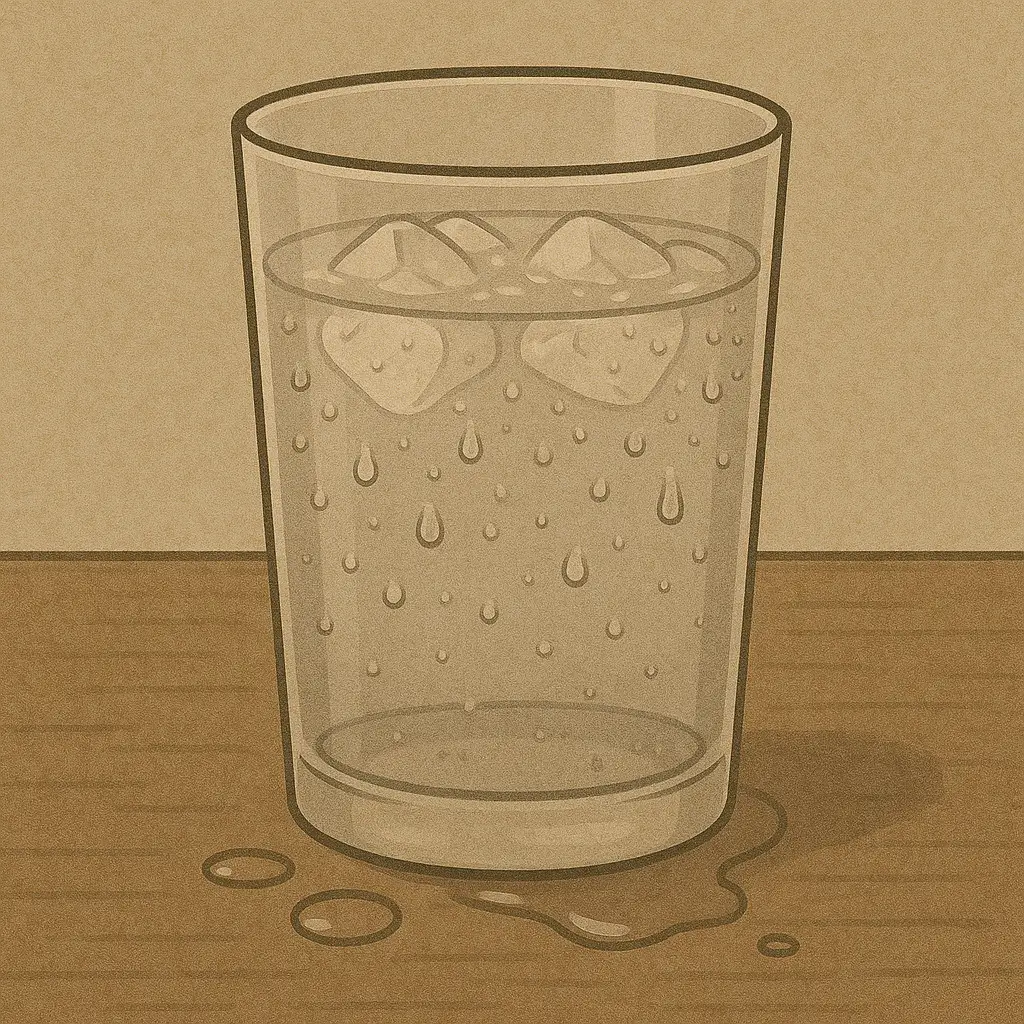 차가운-유리컵-바닥에-맺힌-물방울과-탁자-위-물자국