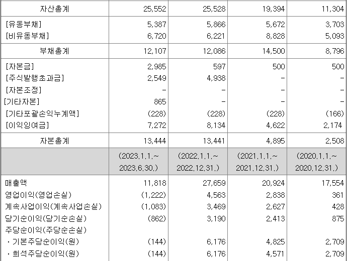 비아이매트릭스 재무제표