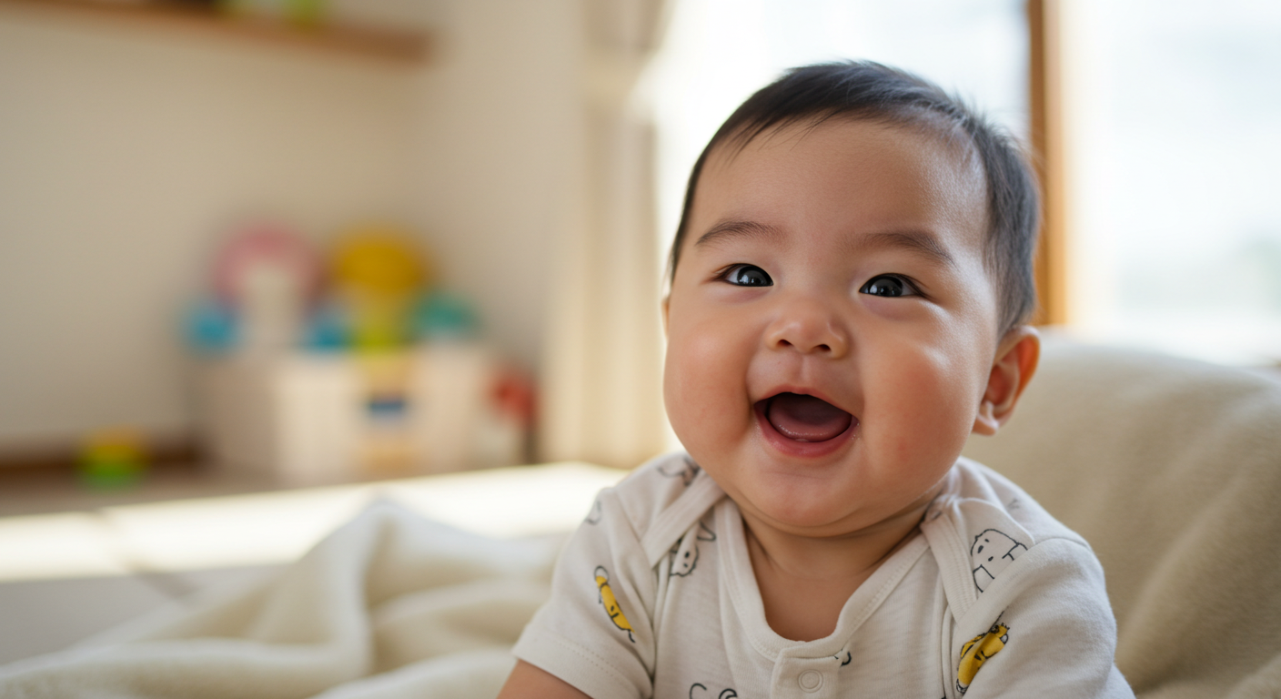 옹알이를 시작하는 어린 아기