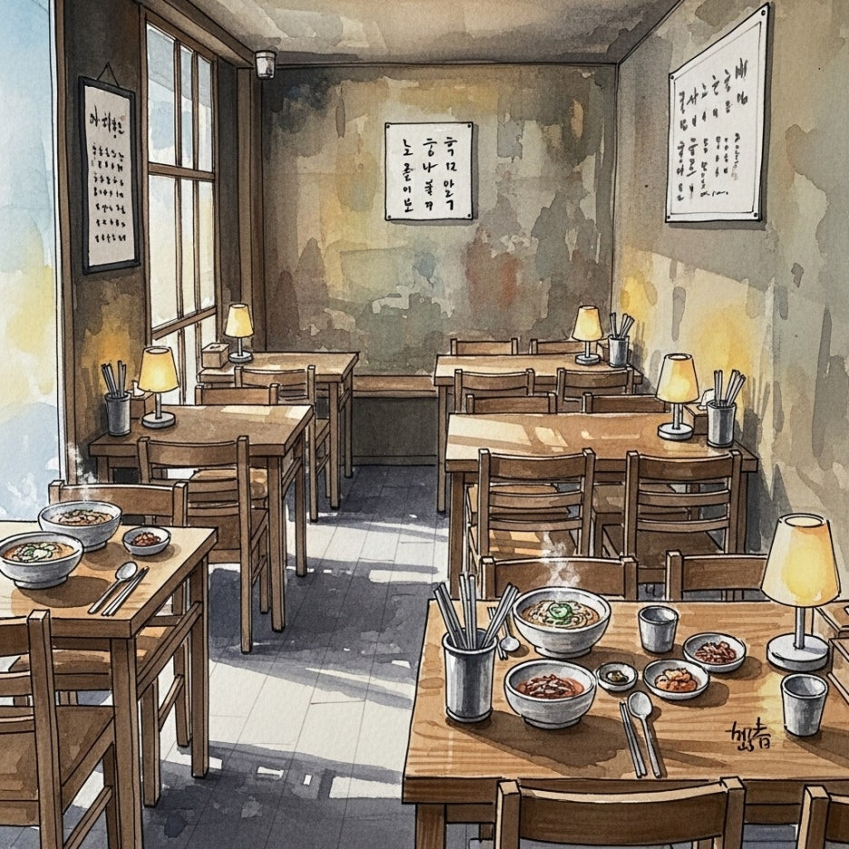 시장 구경 후 즐기는 정겨운 식당 내부
