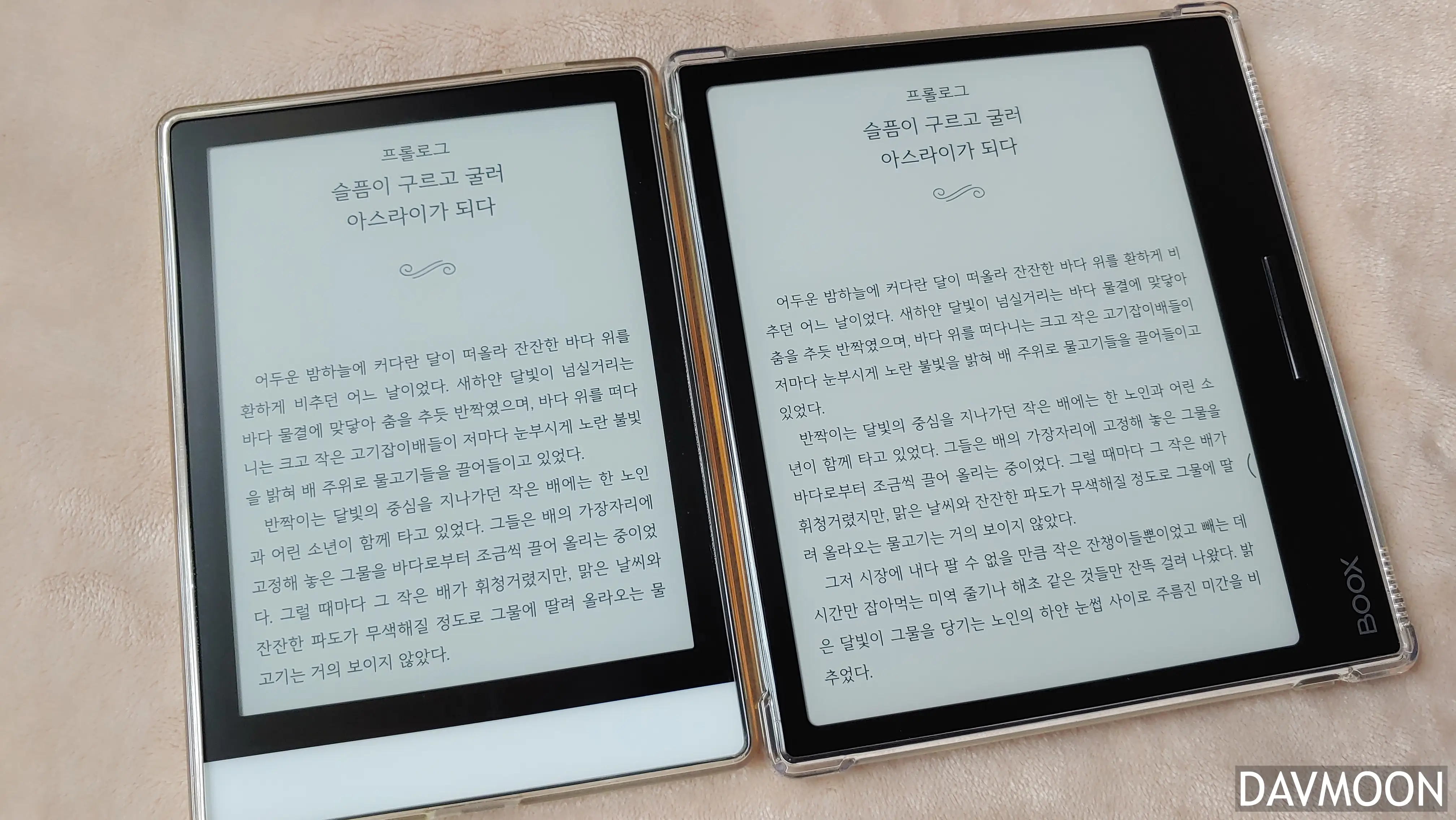 크레마s vs 리프3 이북 비교 (출처 (리디) : 아스라이, 효단)