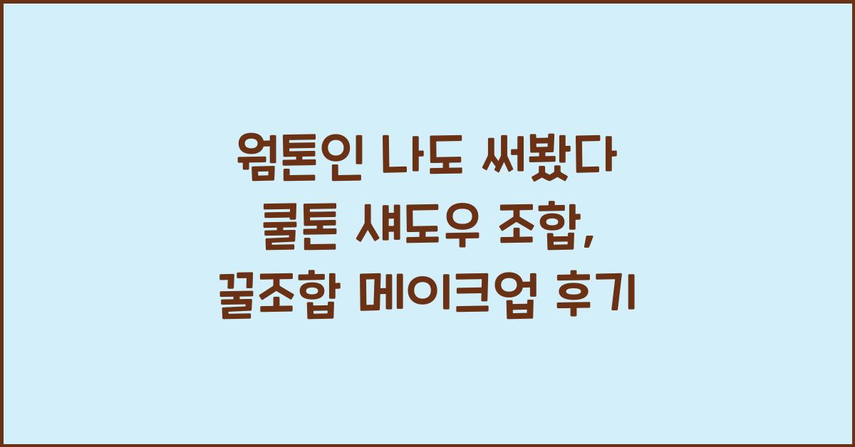 웜톤인 나도 써봤다! 쿨톤 섀도우 조합 후기