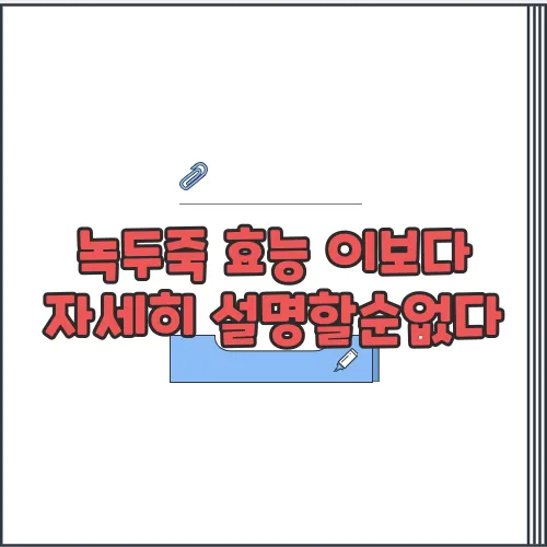 녹두죽 효능 이보다 자세히 설명할순없다
