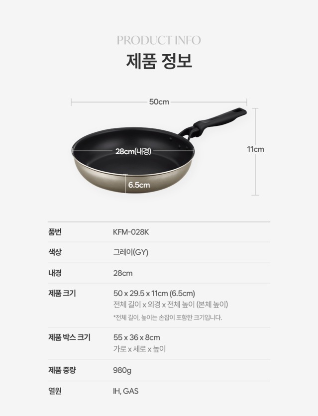프라이팬 고르는법 28cm 사이즈 비교