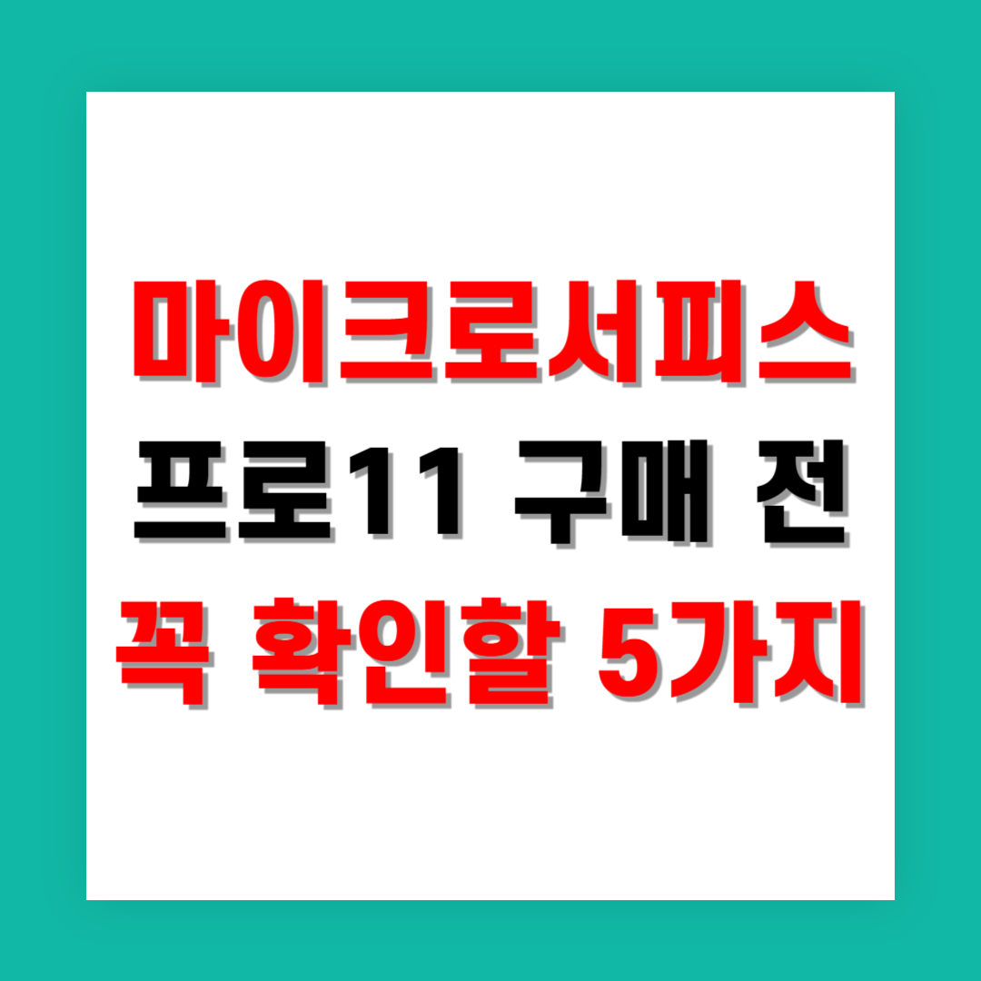 마이크로서피스 프로11 구매 전에 꼭 확인할 5가지
