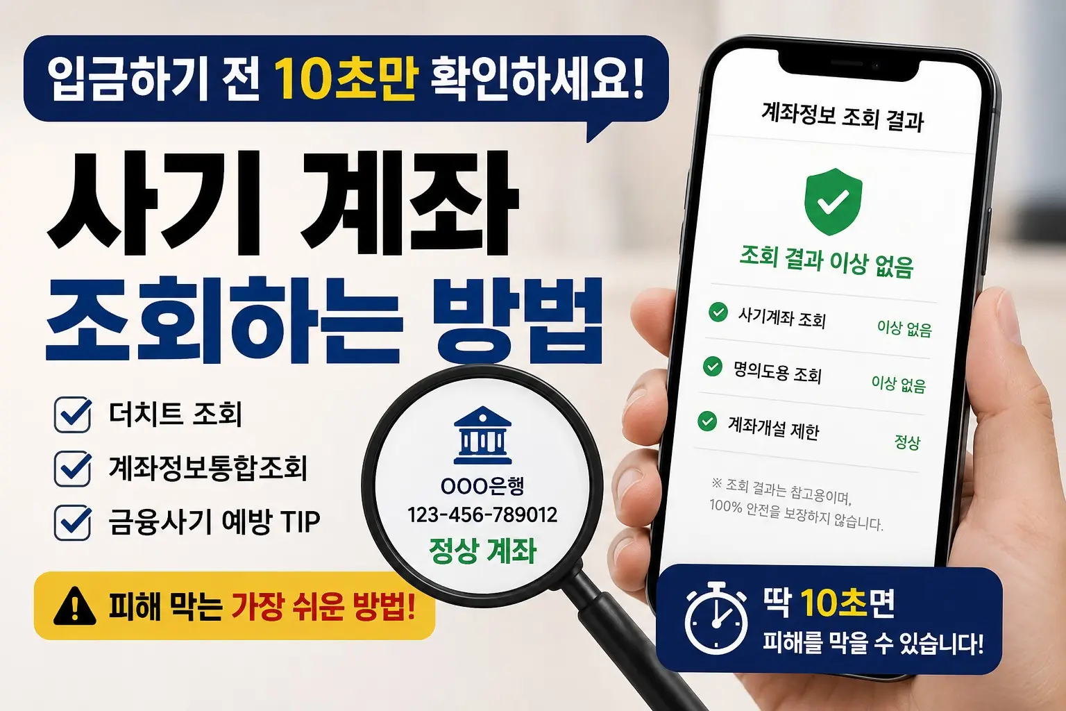 입금 전 사기 계좌 조회 방법과 금융사기 예방 팁을 설명하는 생활법률 정보