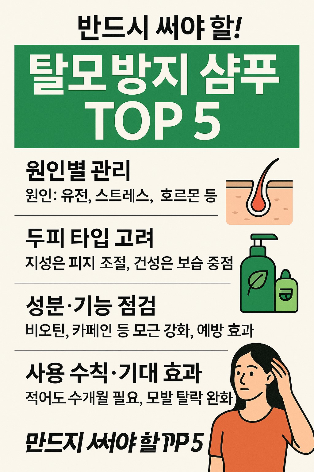 탈모 방지 샴푸 TOP 5 핵심 비교 인포그래픽