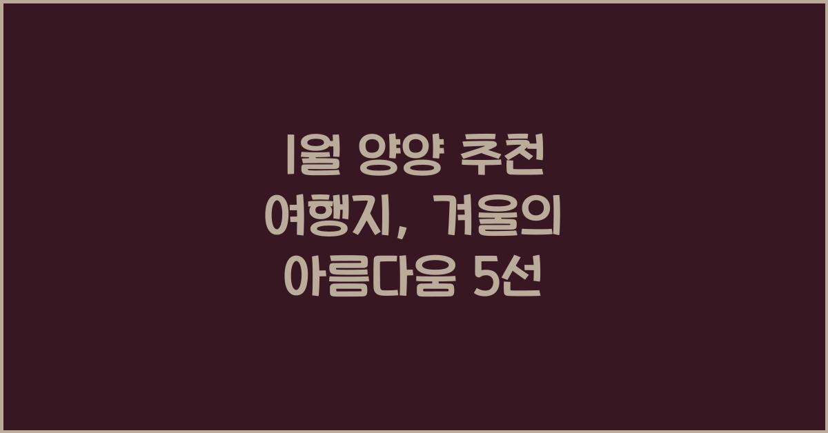 1월 양양 추천 여행지