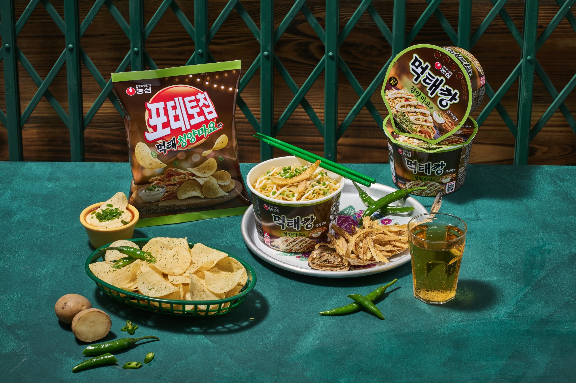 먹태깡 컵라면, 포테토칩 청양마요맛