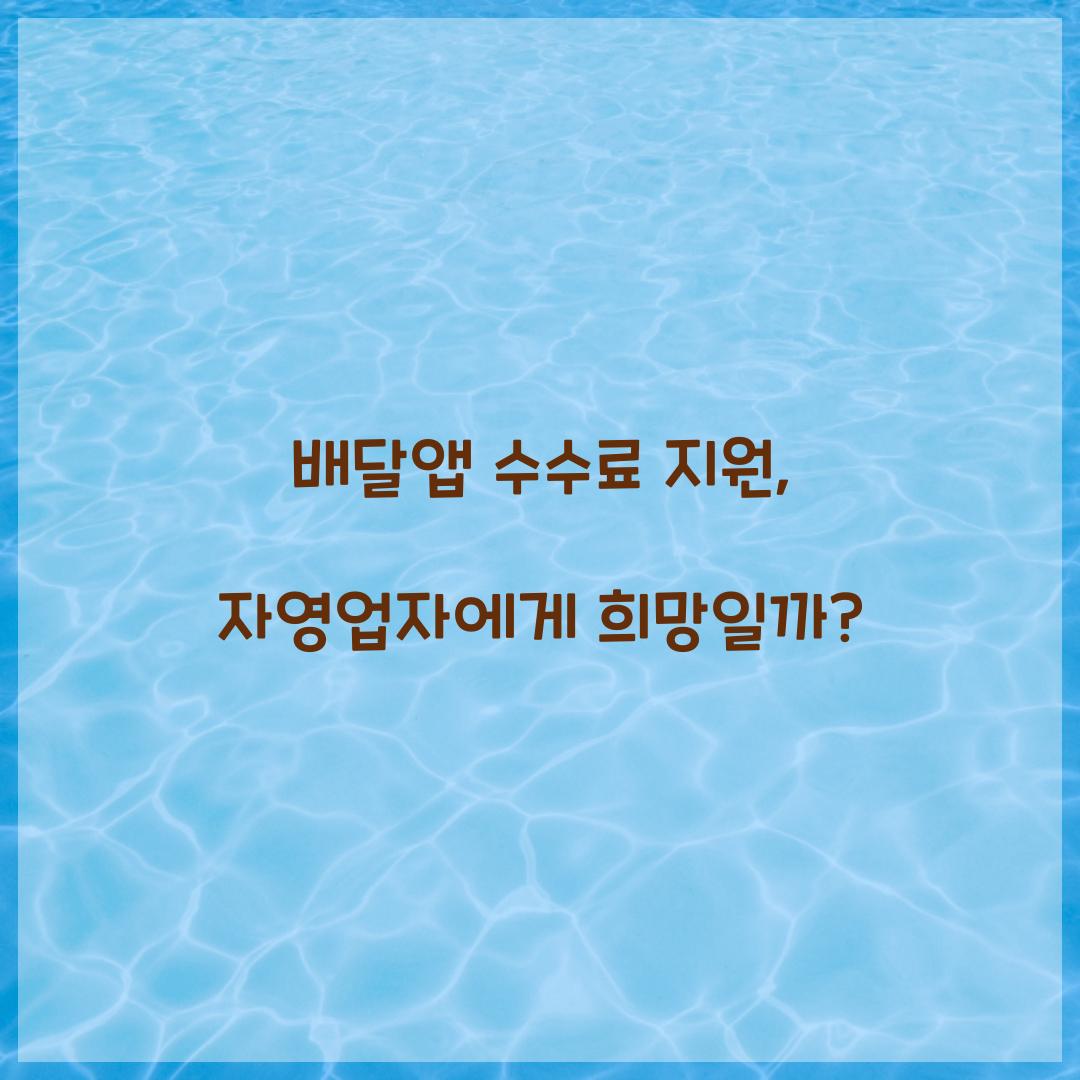 배달앱 수수료 지원