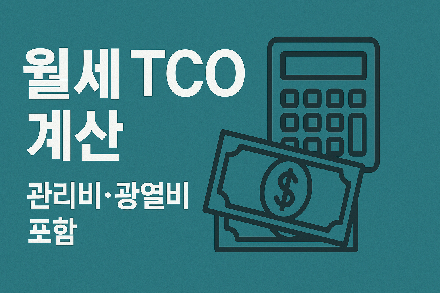 월세 TCO 계산 인포그래픽(월세·관리비·공과금·보증금 이자·일회성 분할)