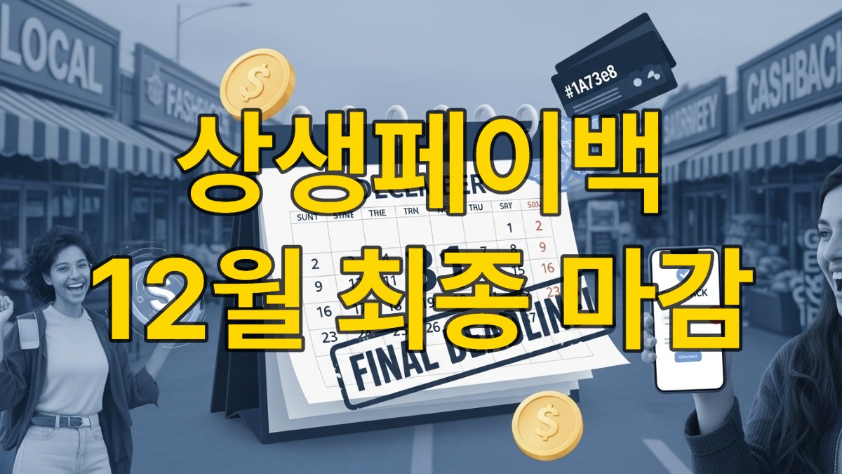 2025년 12월 31일이 강조된 달력과 스마트폰, 디지털 온누리상품권이 어우러져 상생페이백 연장과 마감을 알리는 이미지.