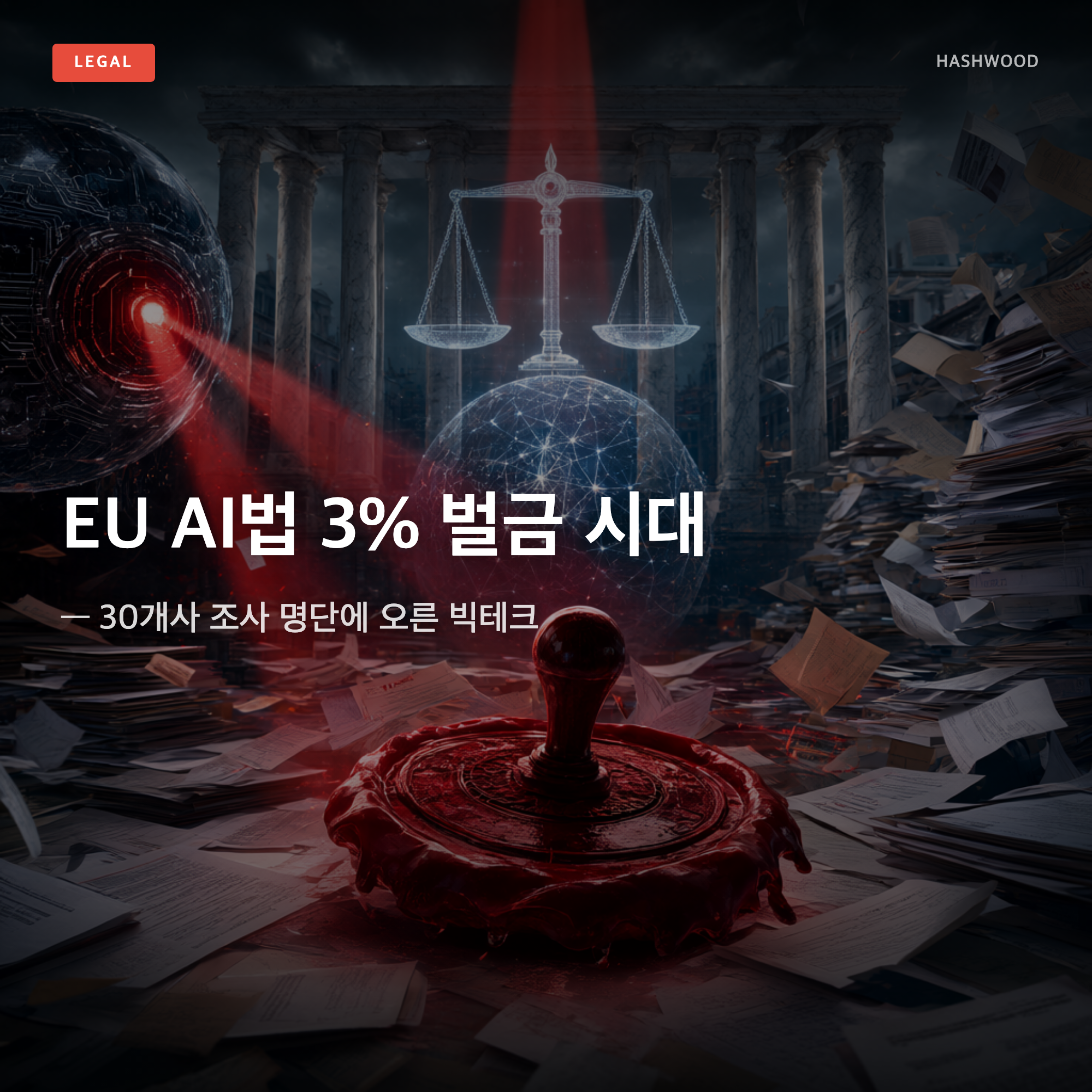 그림: EU AI법 3% 벌금 시대 — — 30개사 조사 명단에 오른 빅테크