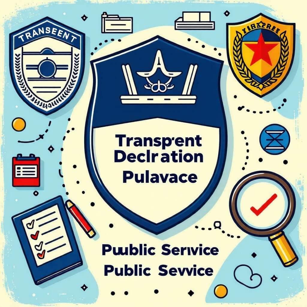 공직자 재산신고 제도의 목적과 중요성을 간략하게 설명하는 이미지.