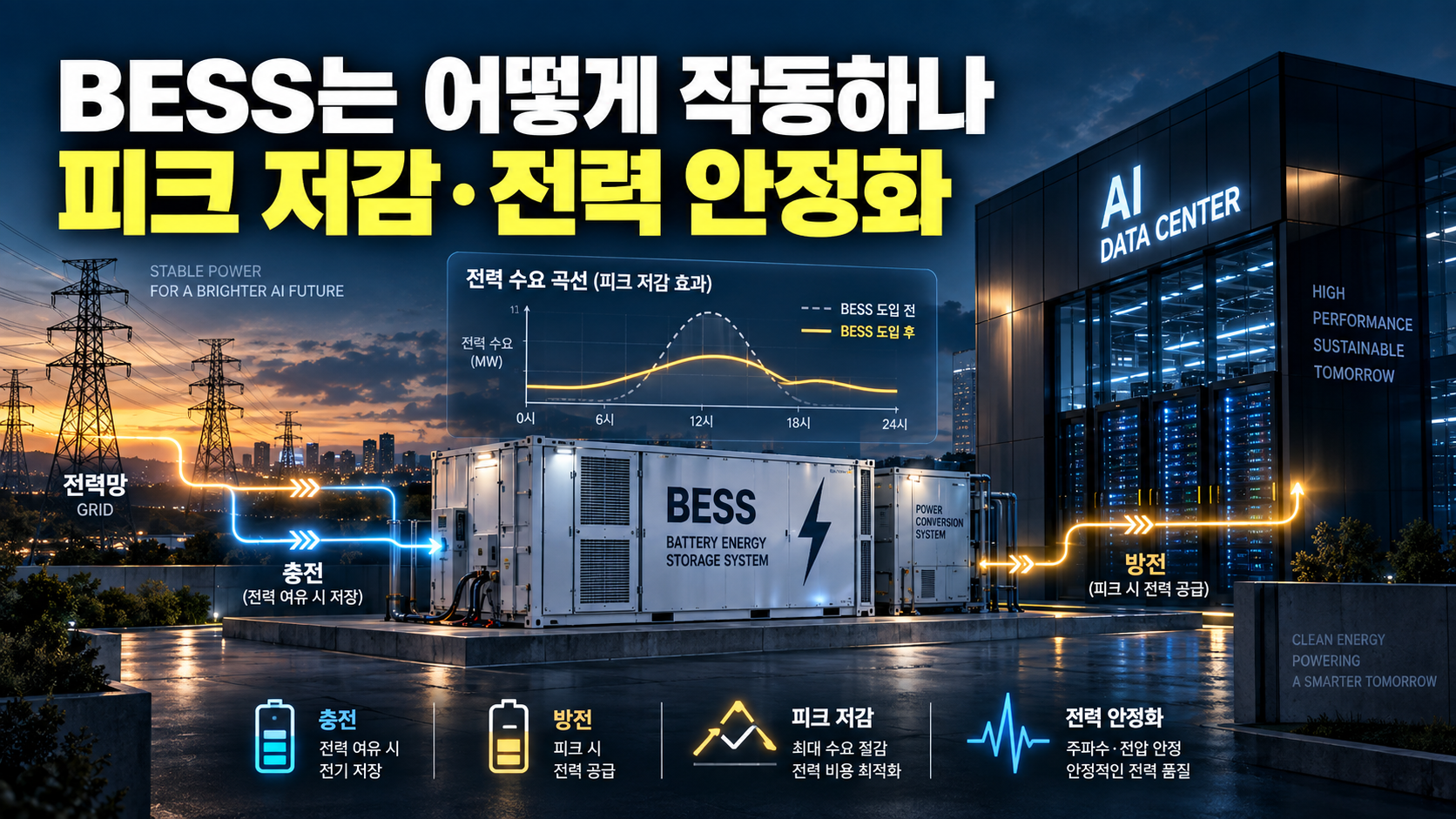 How BESS works for peak shaving and power stabilization in AI data centers