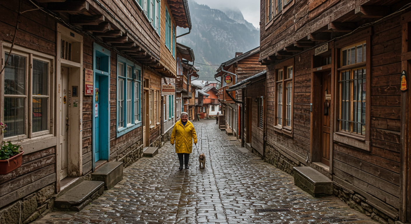 비오는 산골동네
