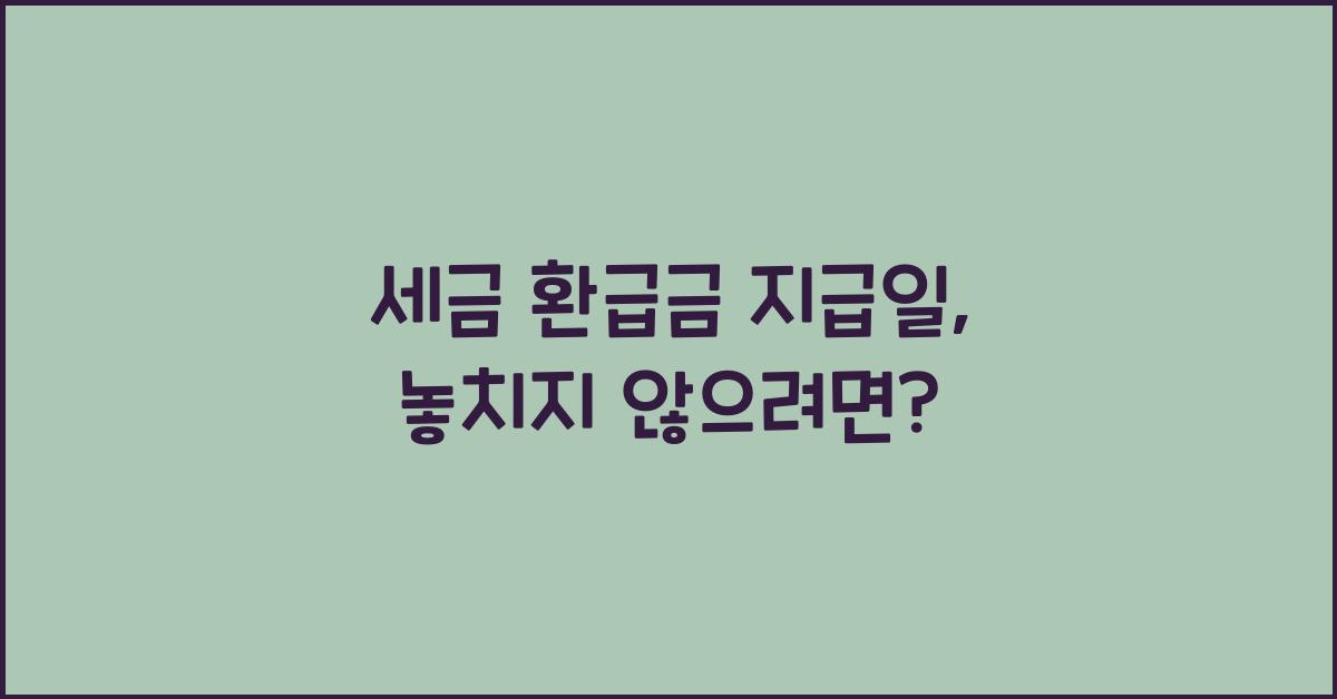세금 환급금 지급일
