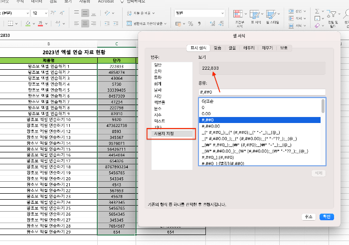 셀 서식에서 사용자 지정 활용하기