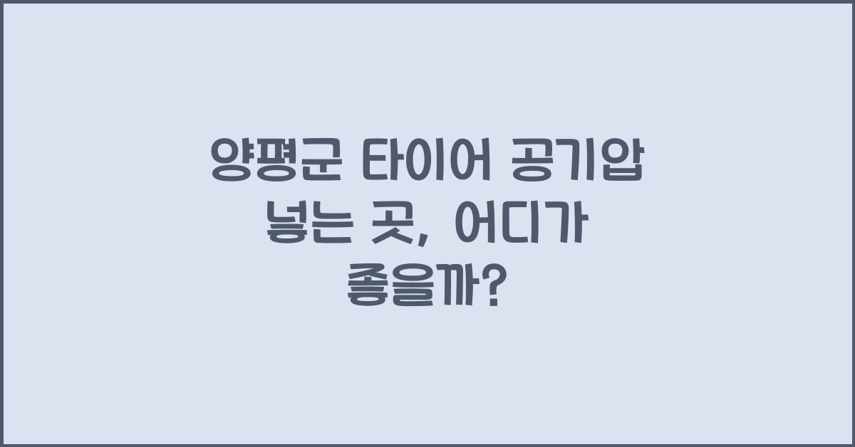 양평군 타이어 공기압 넣는 곳